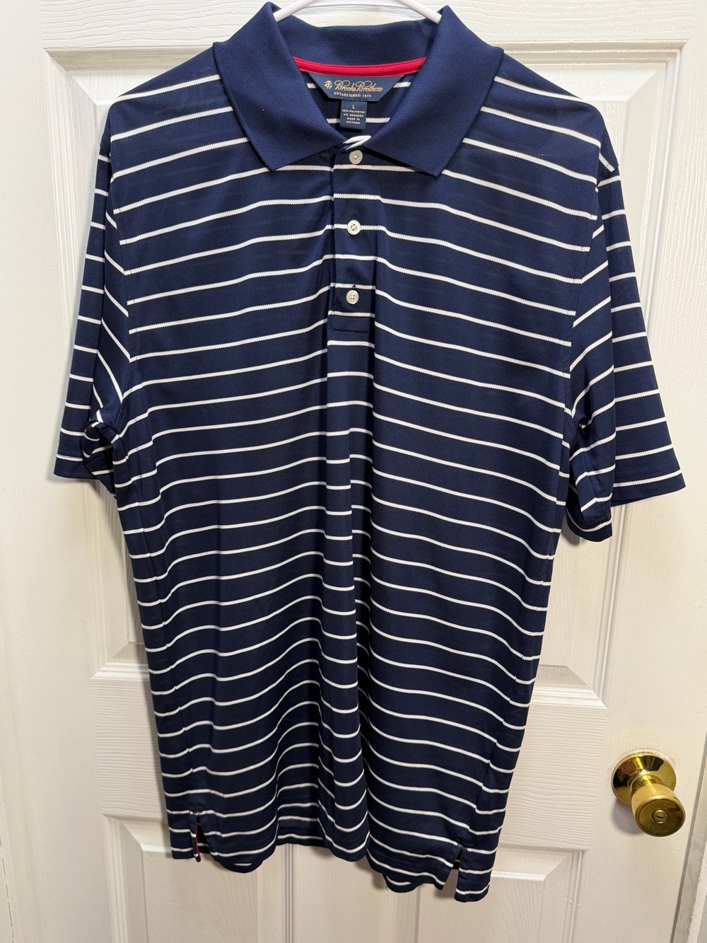 Brooks Brothers Navy and White Striped Polo